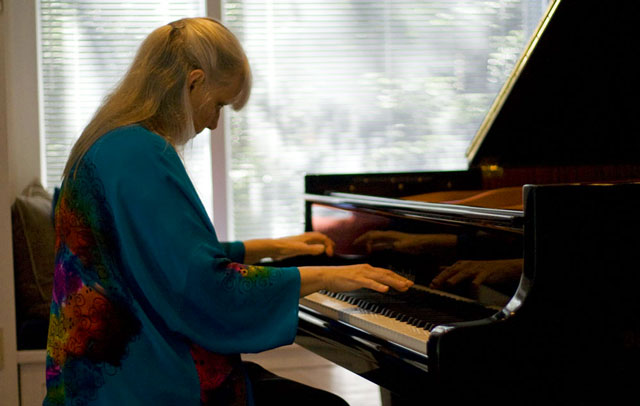Monica at modern piano
